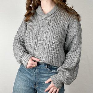 Vintage Cable Knit Oversized Sweater Fisherman Grandpa Chunky Cozy Preppy Nordic